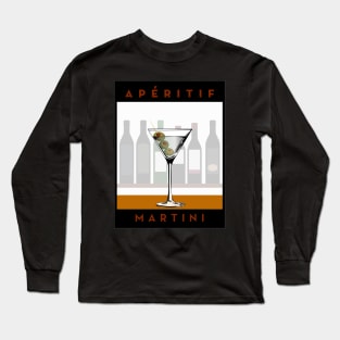 Aperitif Martini Cocktail Glass Bar Poster Retro Long Sleeve T-Shirt